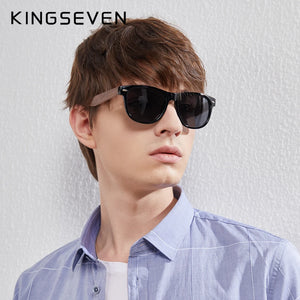 KINGSEVEN Walnut Men's Sunglasses - Polarized Wood Frame UV400 Handmade Eyewear