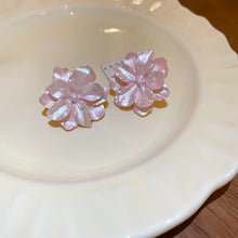 Load image into Gallery viewer, White Acrylic Flocking Three-dimensional Flowers Stud Earrings for Women Sweet Floral Girl Earring Versatile Fashion Ear Jewelry
