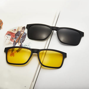 Polarized Magnetic Clip-On Sunglasses 6-in-1 Optical Glasses Frame Men Women