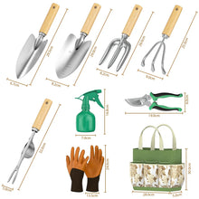Load image into Gallery viewer, 9 Piece Garden Weeding Tools Stainless Steel Gardening Tool Set with Wooden Handle, Weeder
