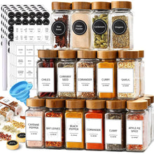 Load image into Gallery viewer, 13Pcs Glass Spice Jars with Bamboo Lids 4oz Glass Jars Spice Jar Set Seasoning Jars Organizer Storage Bottles for Spice Rack