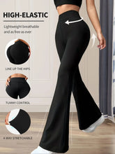 Load image into Gallery viewer, Women's spring and summer high waisted tight fitting flared pants, slim leg long black pants, thin wide leg pants for slim women
