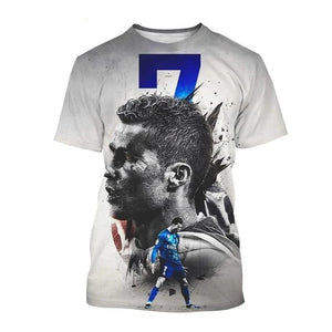 New Summer Ronaldo 3D Print T-Shirt for Boys & Girls – Sports Street Fashion Tee