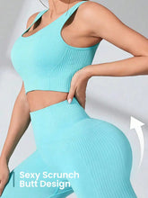 Load image into Gallery viewer, Women’s Workout Sets 2 Piece - Seamless Yoga Leggings and Cross-Strap Sports Bra Gym Outfits Activewear Matching Set