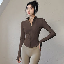 Load image into Gallery viewer, Long Sleeve Sports Jacket Women Zip Fitness Yoga Shirt Winter Warm Gym Top Activewear Running Coats Workout Clothes For Cycling