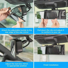 Load image into Gallery viewer, Car panoramic rearview mirror, interior clip on wide-angle rearview mirror, universal extended large rearview mirror