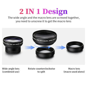 2 in 1 Clip Lens Set - Wide-Angle & Macro HD Lens for iPhone Android