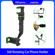 Universal Multifunctional Car Rearview Mirror Phone Holder Rotatable Adjustable Clip Mount Compatible with Smartphones Dash Cam