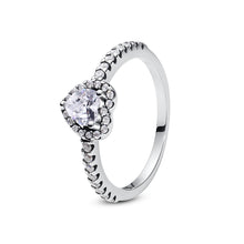 Load image into Gallery viewer, 925 Sterling Silver Rings For Women Original Crown Love Heart Wishbone Engagement Wedding Rose Gold Crystal Ring Luxury Jewelry