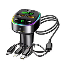 Load image into Gallery viewer, Car Bluetooth 5.0 FM Transmitter MP3 Modulator Player Handsfree Audio Receiver With 3 in 1 Charge Cable for IPhone Huawei Xiaomi