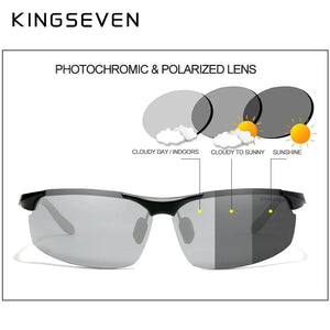 KingSeven Photochromic Polarized Sunglasses Men's Aluminum Chameleon Lens Aviation