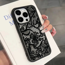 Load image into Gallery viewer, Black Lace Pattern Phone Case For iPhone 17 Pro Max 16 15 14 Plus 13 12 11 Pro Max 16E 17Air X XR XS Max Shockproof Soft Cover