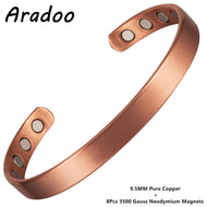 ARADOO Magnetic Pure Copper Bracelet Minimalist Cuff Bangle for Men Women