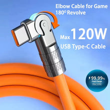 Load image into Gallery viewer, 120W Fast Charge USB Type C Cable 180 Degree Rotation Elbow For Xiaomi Redmi Honor Phone Charger