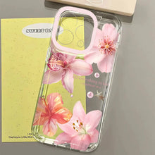 Load image into Gallery viewer, Pink Lily Flower Pattern Phone Case For iPhone 16 17 16e 15 14 13 12 11 Pro Max X XR XSMax 7 8 Plus SE2 Transparent Soft Cover