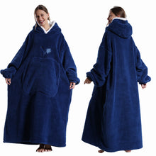 Load image into Gallery viewer, Extra Long Wearable Flannel Blanket | Hooded with Sleeves, Cozy Winter Throw for Adults