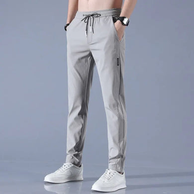 Men's Ice Silk Pants - Summer 2023 Business Casual Straight Leg Elastic Sweatpants