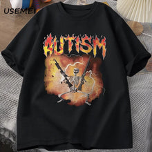 Load image into Gallery viewer, Autistic Funny Skeleton T-Shirt Men Women Autism Meme Graphic T Shirts Harajuku Fashion Cotton Vintage T Shirt Unisex Streetwear