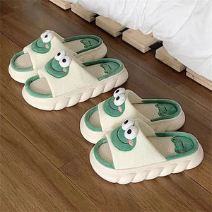 Women's Cartoon Frog Slippers Winter Warm Indoor Home Shoes Sandals