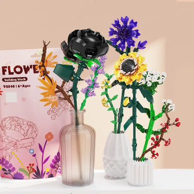 3D Flower Bouquet Building Blocks Kit - Educational DIY Toy, Romantic Gift