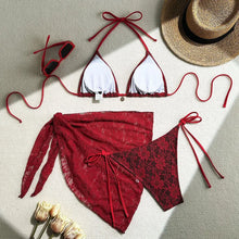 Load image into Gallery viewer, Lace Sexy Bikinis Female Swimsuits Women Three-Piece Swimwear Beach Swimming Wear Bathing Suits Brazilian Bikini Set Pool Bather