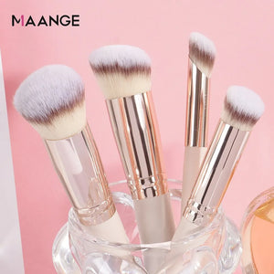 MAANGE 4PCS Face Makeup Brush Set - Foundation, Concealer, Soft Bristles, Gift Box