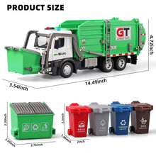 Load image into Gallery viewer, Friction Powered Garbage Truck Toy with Lights and Sounds