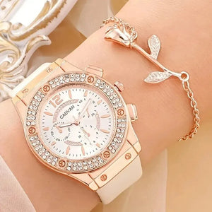 Women's Luxury Rhinestone Watch Set - Elegant Fashion Quartz Wristwatch