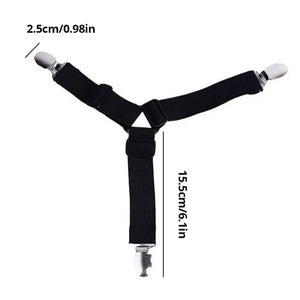 4Pcs Bed Sheet Fasteners - Adjustable Elastic Clips for Mattress Cover & Bed Sheet Organizer