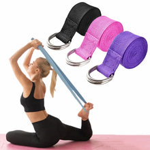 Load image into Gallery viewer, 183*3.8cm Yoga Strap Cotton Exercise Yoga Belt Adjustable Woven Stretch D-Ring Buckle Fitness Stretching Bands Pilates Rope