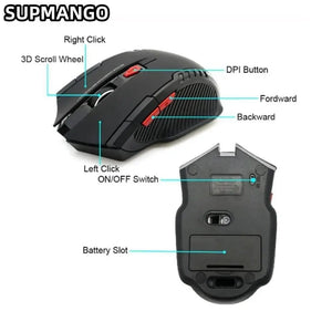 Mini Wireless Optical Mouse - Portable USB Mouse for Notebook Computer