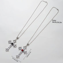 Load image into Gallery viewer, Y2K Punk Crystal Big Cross Pendant Necklaces for Women Men Gothic Irregular Cross Clavicle Chain Necklaces Aesthetic Jewelry