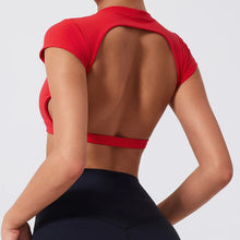 Load image into Gallery viewer, Hearuisavy Sports Shirts Workout Tops Fitness Activewear Female Quick-Dry Yoga Clothes Sport Crop Tops Backless Gym Top Women