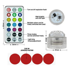 Load image into Gallery viewer, Wireless Adhesive LED Car Interior Ambient Light Remote Control Decor Auto Roof Foot Atmosphere Lamp Bicycle Tail Light