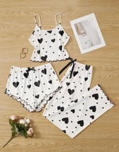 Load image into Gallery viewer, Women Sleepwear Autumn Winter Pajamas Sets Heart Print Sleeveless Cami Vest with Long Pants Trouser Set Sexy Lingerie Pyjamas