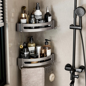 No-Drill Aluminum Wall Shelf: Bathroom & Kitchen Organizer Rack