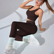 Load image into Gallery viewer, Women’s Workout Sets 2 Piece - Seamless Yoga Leggings and Cross-Strap Sports Bra Gym Outfits Activewear Matching Set