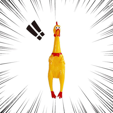 Yellow Screaming Chicken! Funny Dog Toy, Squeaks Loud