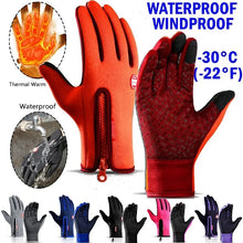 Load image into Gallery viewer, Men Women Cycling Winter Warm Sport Gloves Touchscreen Outdoor Fishing Splash-proof Skiing Snowboard Nonslip Zipper Gloves