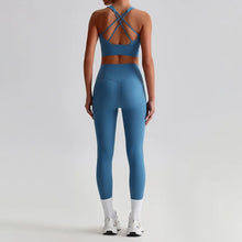 Load image into Gallery viewer, Naked Feel Yoga Set Women Fitness Sportswear 2 Piece Strappy Sports Bra High Waist Gym Leggings Workout Outfit Active Wear