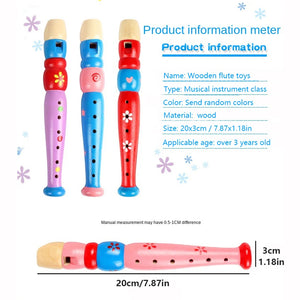 Colorful Wooden Flute Trumpet Buglet - Kids Educational Musical Toy