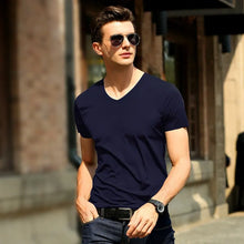 Load image into Gallery viewer, Men&#39;s Ice Silk V-Neck Tee: Summer Cool, Quick Dry, Breathable - Short Sleeve Top