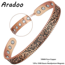 Load image into Gallery viewer, ARADOO Magnetic Pure Copper Bracelet Minimalist Cuff Bangle for Men Women