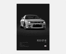 Load image into Gallery viewer, Black and White Japan Cars Luxury Super Sport Car Poster Aesthetic R34 Gtr 240sx Canvas Print for Wall Art Garage Room Decor