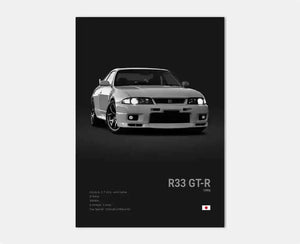 Black and White Japan Cars Luxury Super Sport Car Poster Aesthetic R34 Gtr 240sx Canvas Print for Wall Art Garage Room Decor