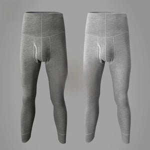 Men's Pure Cotton Slim Fit High Waist Warm Pants - Autumn Winter Long Waist Protection