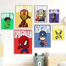 Load image into Gallery viewer, Marvel Wall Art Posters SpiderMan Iron Man Avengers Superhero Disney Kid Room Decor Cartoon Canvas Painting Picture Print