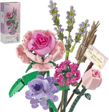 Load image into Gallery viewer, Mini Pink Rose Lavender Building Block Flower Bouquet Home Decor Toy Kit