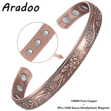 Load image into Gallery viewer, ARADOO Magnetic Pure Copper Bracelet Minimalist Cuff Bangle for Men Women