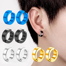 Load image into Gallery viewer, 2 Pcs Classic Korean Punk Stainless Steel Ear Clip Earrings for Men Women Black No Pierced Fake Ear Circle New Pop Jewelry